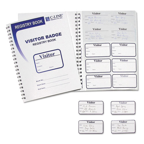 C-Line® wholesale. Visitor Badges With Registry Log, 3 5-8 X 1 7-8, White, 150 Badges-box. HSD Wholesale: Janitorial Supplies, Breakroom Supplies, Office Supplies.