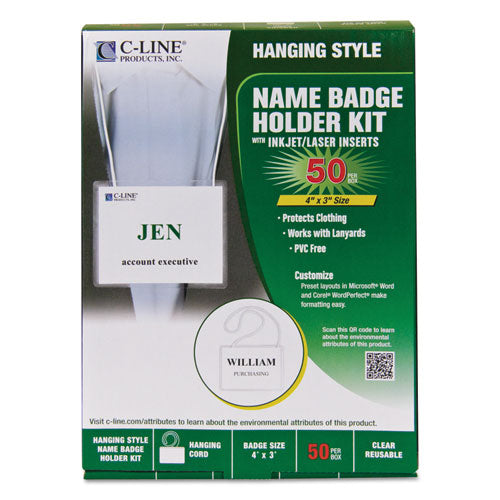 C-Line® wholesale. Specialty Name Badge Holder Kits, 4 X 3, Horizontal Orientation, White, 50-box. HSD Wholesale: Janitorial Supplies, Breakroom Supplies, Office Supplies.