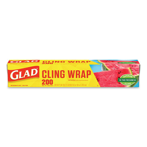 Glad® wholesale. Clingwrap Plastic Wrap, 200 Square Foot Roll, Clear. HSD Wholesale: Janitorial Supplies, Breakroom Supplies, Office Supplies.
