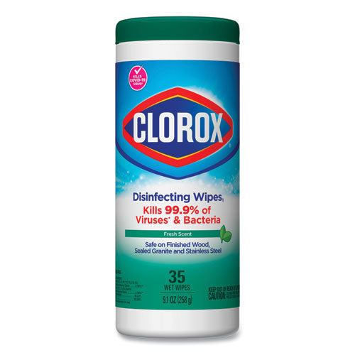 Clorox® wholesale. Disinfecting Wipes, 7 X 8, Fresh Scent, 35-canister. HSD Wholesale: Janitorial Supplies, Breakroom Supplies, Office Supplies.
