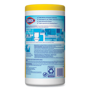 Disinfecting Wipes, 7 X 7 3-4, Crisp Lemon, 75-canister, 6 Canisters-carton