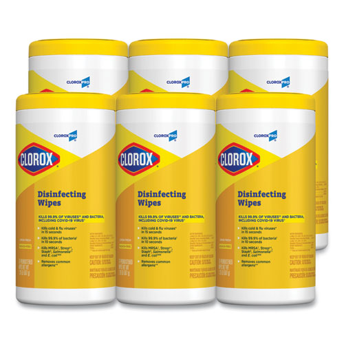 Disinfecting Wipes, 7 X 8, Lemon Fresh, 75-canister, 6-carton