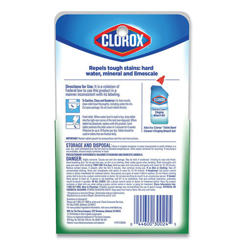 Clorox® wholesale. Clorox Automatic Toilet Bowl Cleaner, 3.5 Oz Tablet, 2-pack, 6 Packs-carton. HSD Wholesale: Janitorial Supplies, Breakroom Supplies, Office Supplies.