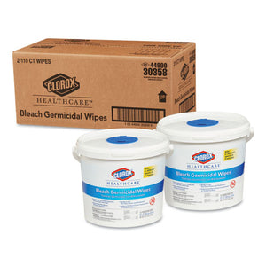 Clorox® Healthcare® wholesale. Clorox® Bleach Germicidal Wipes, 12 X 12, Unscented, 110-canister, 2-carton. HSD Wholesale: Janitorial Supplies, Breakroom Supplies, Office Supplies.