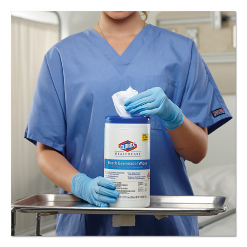 Clorox® Healthcare® wholesale. Clorox® Bleach Germicidal Wipes, 6 X 5, Unscented, 150-canister. HSD Wholesale: Janitorial Supplies, Breakroom Supplies, Office Supplies.