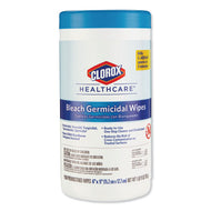 Clorox® Healthcare® wholesale. Clorox® Bleach Germicidal Wipes, 6 X 5, Unscented, 150-canister. HSD Wholesale: Janitorial Supplies, Breakroom Supplies, Office Supplies.