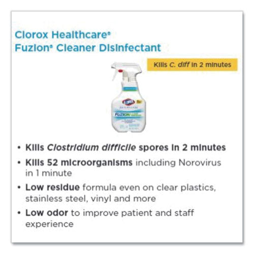 Clorox® Healthcare® wholesale. Clorox® Fuzion Cleaner Disinfectant, 32 Oz Spray Bottle. HSD Wholesale: Janitorial Supplies, Breakroom Supplies, Office Supplies.