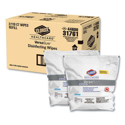 Clorox® Healthcare® wholesale. Clorox® Versasure Cleaner Disinfectant Wipes, 1-ply, 12" X 12", White, 110-pouch, 2-ct. HSD Wholesale: Janitorial Supplies, Breakroom Supplies, Office Supplies.