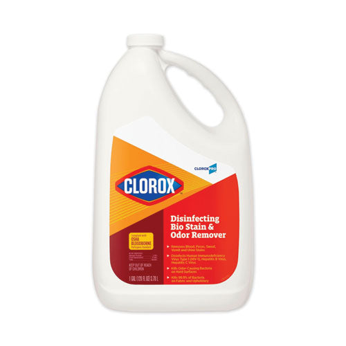 Clorox® wholesale. CLOROX Disinfecting Bio Stain And Odor Remover, Fragranced, 128 Oz Refill Bottle. HSD Wholesale: Janitorial Supplies, Breakroom Supplies, Office Supplies.