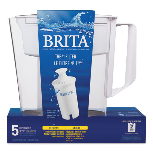 Brita® wholesale. Classic Water Filter Pitcher, 40 Oz, 5 Cups. HSD Wholesale: Janitorial Supplies, Breakroom Supplies, Office Supplies.