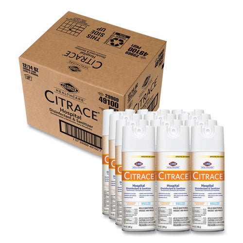 Clorox® Citrace Hospital Disinfectant And Deodorizer, Citrus, 14 Oz Aerosol Spray, 12-carton