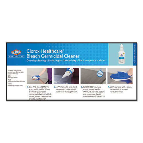 Clorox® Healthcare® wholesale. Clorox® Bleach Germicidal Cleaner, 32 Oz Pull-top Bottle, 6-carton. HSD Wholesale: Janitorial Supplies, Breakroom Supplies, Office Supplies.