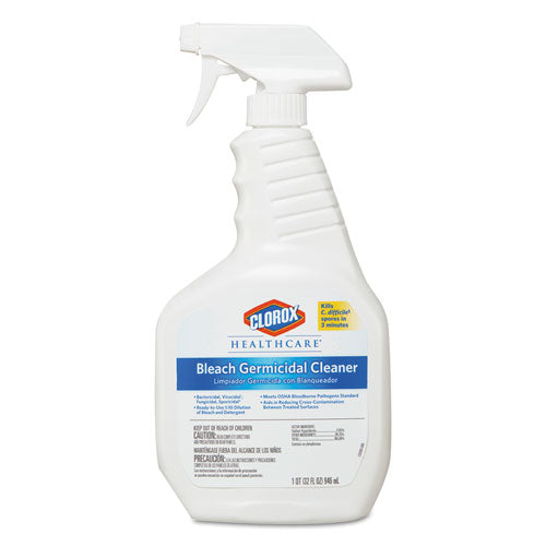 Clorox® Healthcare® wholesale. Clorox® Bleach Germicidal Cleaner, 32 Oz Spray Bottle. HSD Wholesale: Janitorial Supplies, Breakroom Supplies, Office Supplies.