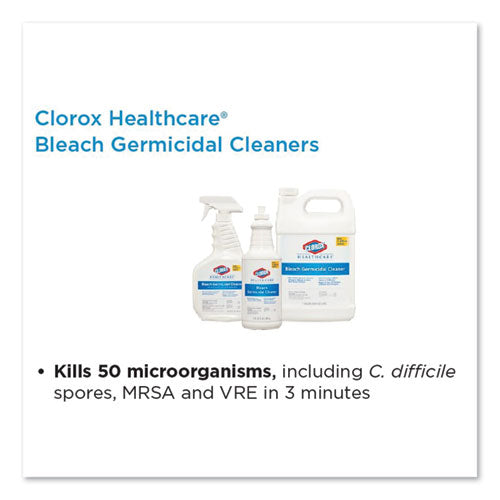 Clorox® Healthcare® wholesale. Clorox® Bleach Germicidal Cleaner, 32 Oz Spray Bottle, 6-carton. HSD Wholesale: Janitorial Supplies, Breakroom Supplies, Office Supplies.