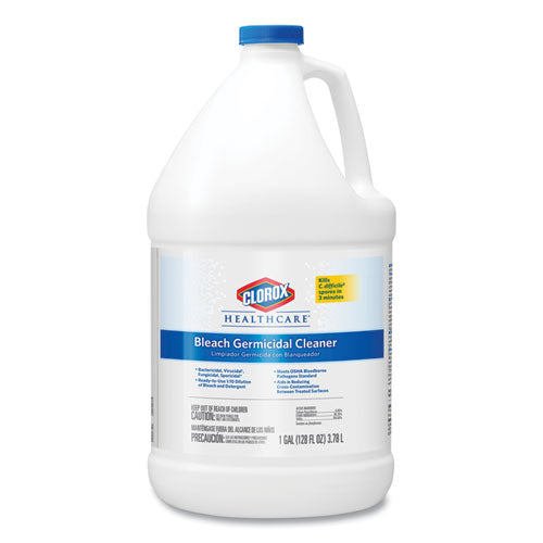 Clorox® Healthcare® wholesale. Clorox® Bleach Germicidal Cleaner, 128 Oz Refill Bottle. HSD Wholesale: Janitorial Supplies, Breakroom Supplies, Office Supplies.