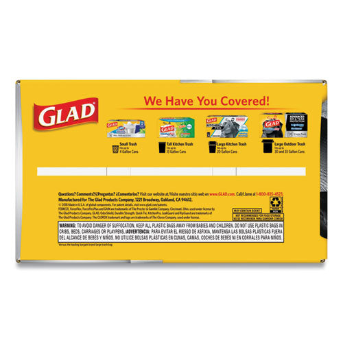 Glad® wholesale. Forceflexplus Drawstring Large Trash Bags, 30 Gal, 1.05 Mil, 30" X 32", Black, 70-box. HSD Wholesale: Janitorial Supplies, Breakroom Supplies, Office Supplies.