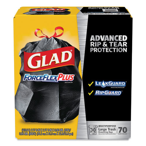 Glad® wholesale. Forceflexplus Drawstring Large Trash Bags, 30 Gal, 1.05 Mil, 30