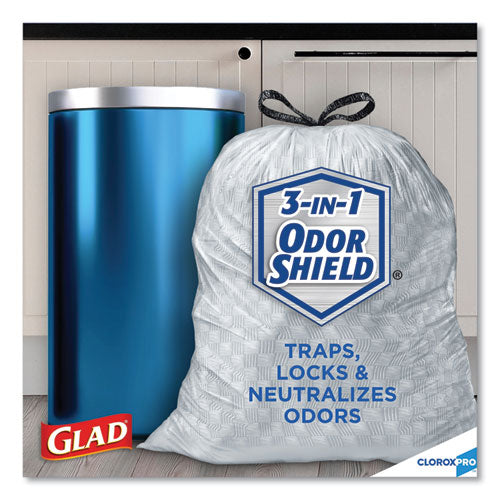 Glad® wholesale. Forceflex Tall Kitchen Drawstring Trash Bags, 13 Gal, 0.72 Mil, 23.75" X 24.88", Gray, 100-box. HSD Wholesale: Janitorial Supplies, Breakroom Supplies, Office Supplies.