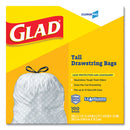 Glad® wholesale. Tall Kitchen Drawstring Trash Bags, 13 Gal, 0.72 Mil, 24" X 27.38", Gray, 100-box. HSD Wholesale: Janitorial Supplies, Breakroom Supplies, Office Supplies.