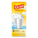 Glad® wholesale. Odorshield Quick-tie Small Trash Bags, 4 Gal, 0.5 Mil, 8" X 18", White, 156-carton. HSD Wholesale: Janitorial Supplies, Breakroom Supplies, Office Supplies.