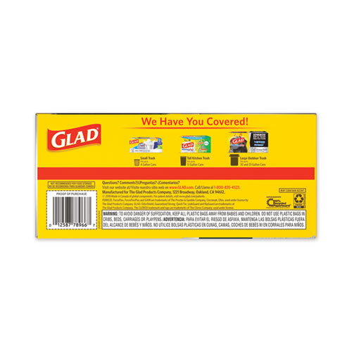 Glad® wholesale. Drawstring Large Trash Bags, 30 Gal, 1.05 Mil, 30" X 33", Black, 15-box. HSD Wholesale: Janitorial Supplies, Breakroom Supplies, Office Supplies.