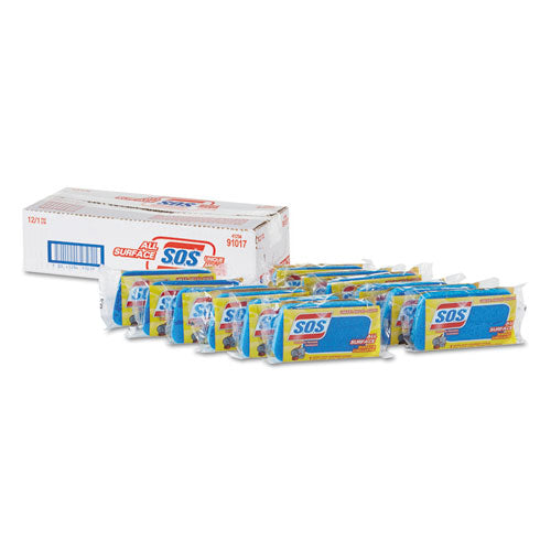 S.O.S.® wholesale. All Surface Scrubber Sponge, 2 1-2 X 4 1-2, 1" Thick, Blue, 12-carton. HSD Wholesale: Janitorial Supplies, Breakroom Supplies, Office Supplies.