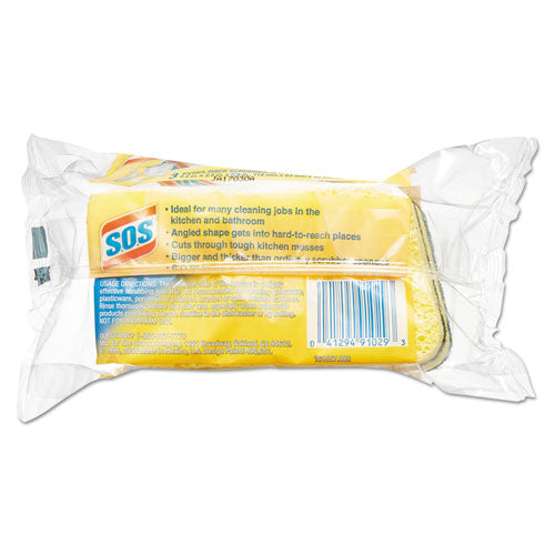 S.O.S.® wholesale. Heavy Duty Scrubber Sponge, 2.5 X 4.5, 0.9" Thick, Yellow-green, 3-pack, 24 Packs-carton. HSD Wholesale: Janitorial Supplies, Breakroom Supplies, Office Supplies.