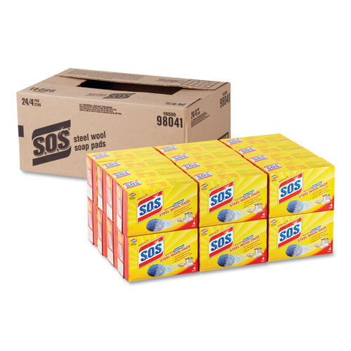 S.O.S.® wholesale. Steel Wool Soap Pad, 4-box, 24 Boxes-carton. HSD Wholesale: Janitorial Supplies, Breakroom Supplies, Office Supplies.