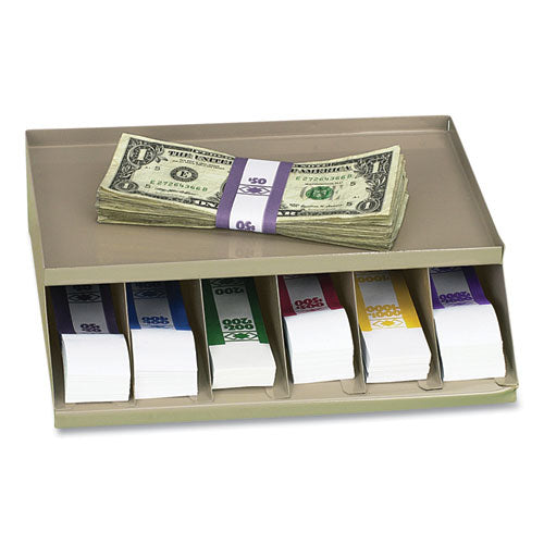 CONTROLTEK® wholesale. Coin Wrapper And Bill Strap Single-tier Rack, 6 Compartments, 10 X 8.5 X 3, Metal, Pebble Beige. HSD Wholesale: Janitorial Supplies, Breakroom Supplies, Office Supplies.