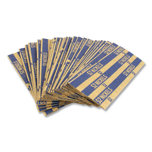CONTROLTEK® wholesale. Flat Tubular Coin Wrap, Nickels, $2.00, Blue, 1,000-box. HSD Wholesale: Janitorial Supplies, Breakroom Supplies, Office Supplies.