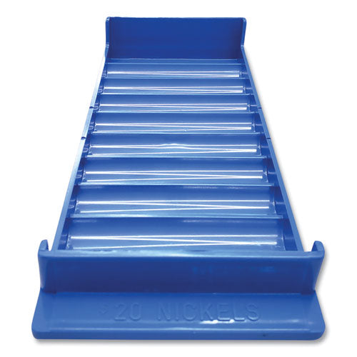 CONTROLTEK® wholesale. Stackable Plastic Coin Tray, Nickels, 10 Compartments, Blue, 2-pack. HSD Wholesale: Janitorial Supplies, Breakroom Supplies, Office Supplies.