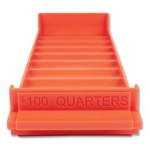 CONTROLTEK® wholesale. Stackable Plastic Coin Tray, Quarters, 3.75 X 11.5 X 1.5, Orange, 2-pack. HSD Wholesale: Janitorial Supplies, Breakroom Supplies, Office Supplies.