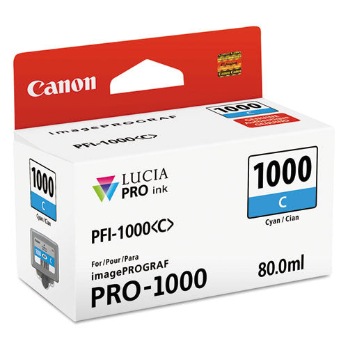 Canon® wholesale. CANON 0547c002 (pfi-1000) Lucia Pro Ink, Cyan. HSD Wholesale: Janitorial Supplies, Breakroom Supplies, Office Supplies.