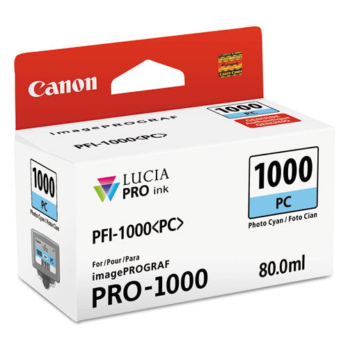 Canon® wholesale. CANON 0550c002 (pfi-1000) Lucia Pro Ink, Photo Cyan. HSD Wholesale: Janitorial Supplies, Breakroom Supplies, Office Supplies.