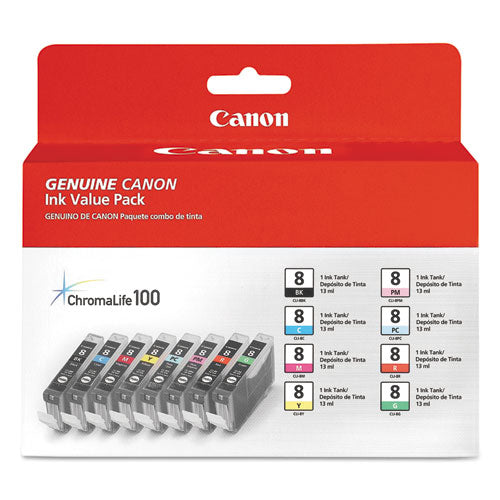 Canon® wholesale. CANON 0620b015 (cli-8) Chromalife100+ Ink, Black-cyan-green-magenta-photo Cyan-photo Magenta-red-yellow, 8-pack. HSD Wholesale: Janitorial Supplies, Breakroom Supplies, Office Supplies.