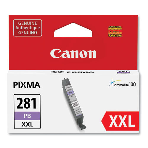 Canon® wholesale. CANON 1984c001 (cli-281xxl) Chromalife100 Ink, Photo Blue. HSD Wholesale: Janitorial Supplies, Breakroom Supplies, Office Supplies.