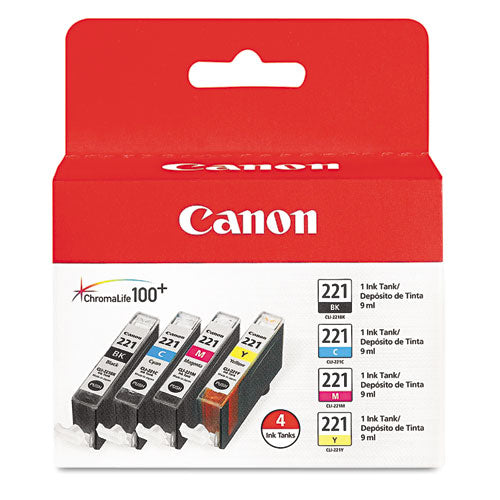 Canon® wholesale. CANON 2946b004 (cli-221) Ink, Black-cyan-magenta-yellow, 4-pack. HSD Wholesale: Janitorial Supplies, Breakroom Supplies, Office Supplies.