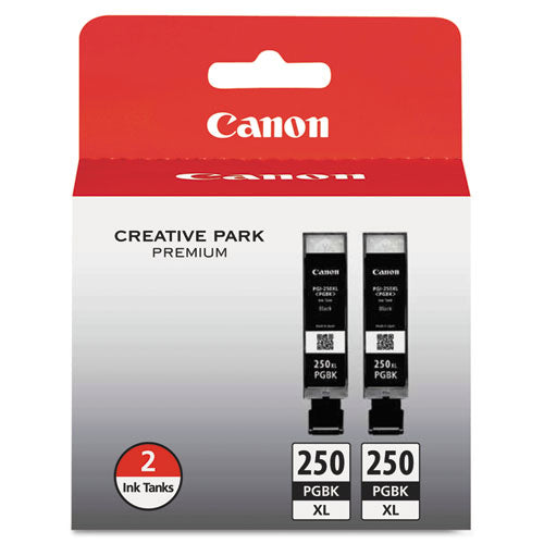 Canon® wholesale. CANON 6432b004 (pgi-250xl) Chromalife100+ High-yield Ink, 500 Page-yield, Black, 2-pack. HSD Wholesale: Janitorial Supplies, Breakroom Supplies, Office Supplies.