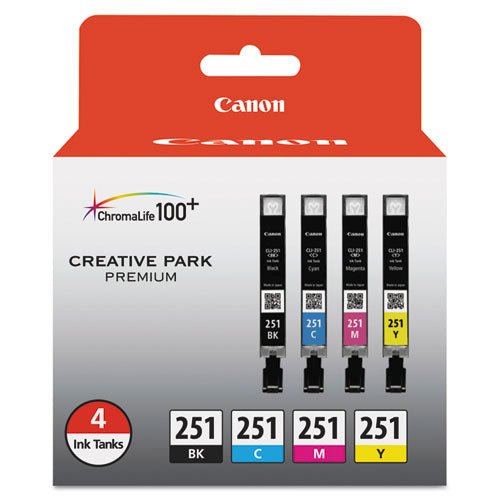 Canon® wholesale. CANON 6513b004 (cli-251) Chromalife100+ Ink, Black-cyan-magenta-yellow, 4-pack. HSD Wholesale: Janitorial Supplies, Breakroom Supplies, Office Supplies.