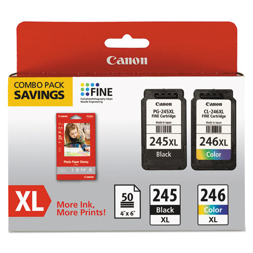Canon® wholesale. CANON 8278b005 (pg-245xl-cl-246xl) Ink And Paper Combo Pack, Black-tri-color. HSD Wholesale: Janitorial Supplies, Breakroom Supplies, Office Supplies.