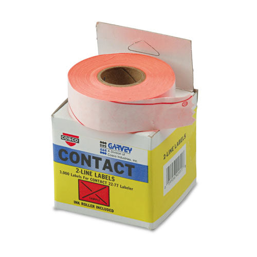 Garvey® wholesale. Two-line Pricemarker Labels, 0.44 X 0.81, Fluorescent Red, 1,000-roll, 3 Rolls-box. HSD Wholesale: Janitorial Supplies, Breakroom Supplies, Office Supplies.