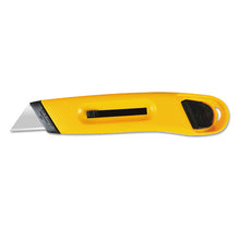 Load image into Gallery viewer, COSCO wholesale. Plastic Utility Knife With Retractable Blade And Snap Closure, Yellow. HSD Wholesale: Janitorial Supplies, Breakroom Supplies, Office Supplies.