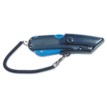 Load image into Gallery viewer, COSCO wholesale. Easycut Self-retracting Cutter With Safety-tip Blade And Holster, Black-blue. HSD Wholesale: Janitorial Supplies, Breakroom Supplies, Office Supplies.