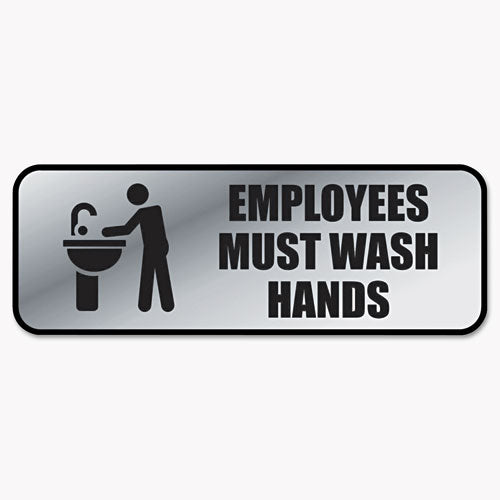 COSCO wholesale. Brushed Metal Office Sign, Employees Must Wash Hands, 9 X 3, Silver. HSD Wholesale: Janitorial Supplies, Breakroom Supplies, Office Supplies.