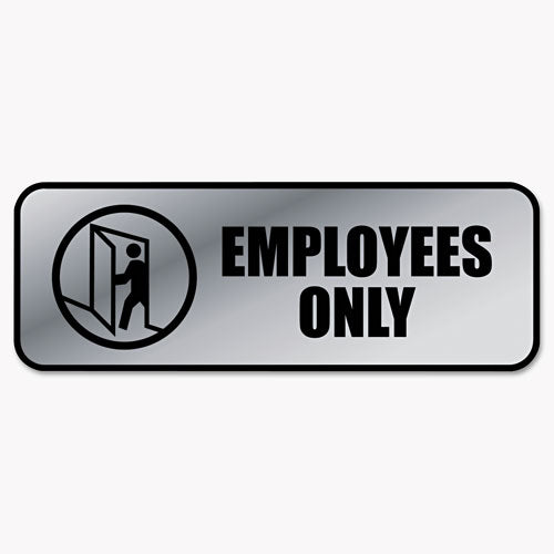 COSCO wholesale. Brushed Metal Office Sign, Employees Only, 9 X 3, Silver. HSD Wholesale: Janitorial Supplies, Breakroom Supplies, Office Supplies.