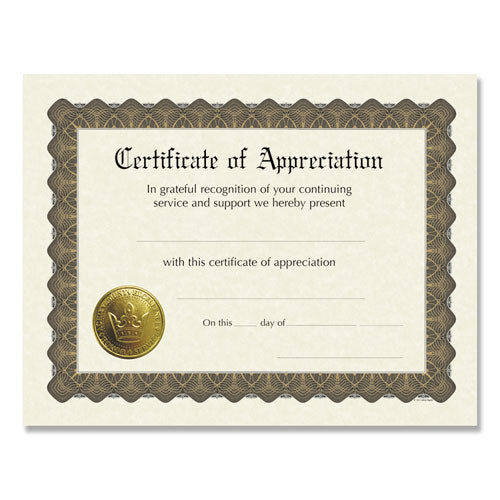 Great Papers!® wholesale. Ready-to-use Certificates, 11 X 8.5, Ivory-brown, Appreciation, 6-pack. HSD Wholesale: Janitorial Supplies, Breakroom Supplies, Office Supplies.