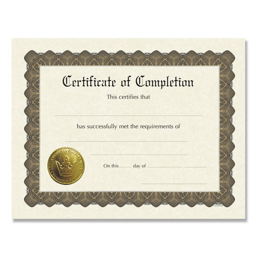 Great Papers!® wholesale. Ready-to-use Certificates, 11 X 8.5, Ivory-brown, Completion, 6-pack. HSD Wholesale: Janitorial Supplies, Breakroom Supplies, Office Supplies.