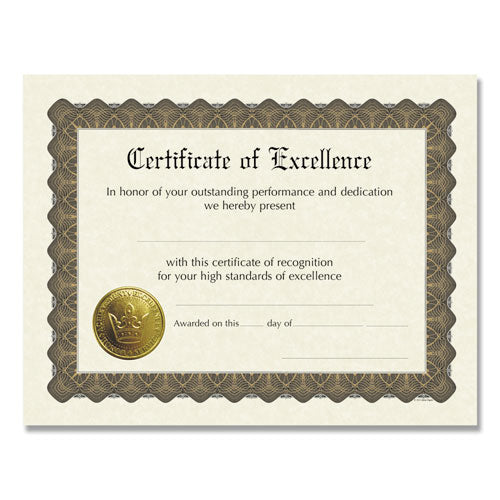 Great Papers!® wholesale. Ready-to-use Certificates, 11 X 8.5, Ivory-brown, Excellence, 6-pack. HSD Wholesale: Janitorial Supplies, Breakroom Supplies, Office Supplies.