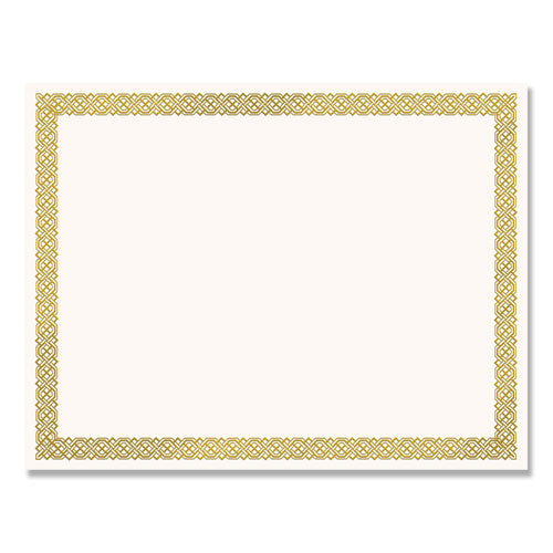 Great Papers!® wholesale. Foil Border Certificates, 8.5 X 11, Ivory-gold, Braided, 12-pack. HSD Wholesale: Janitorial Supplies, Breakroom Supplies, Office Supplies.