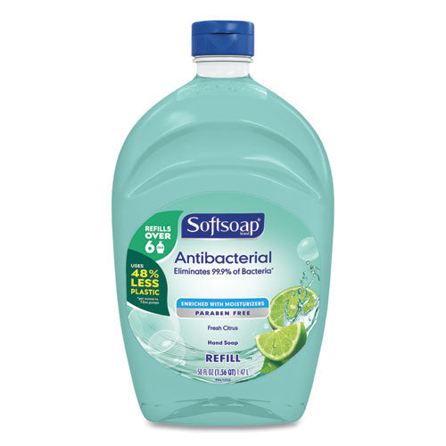 Softsoap® wholesale. Antibacterial Liquid Hand Soap Refills, Fresh, 50 Oz, Green, 6-carton. HSD Wholesale: Janitorial Supplies, Breakroom Supplies, Office Supplies.